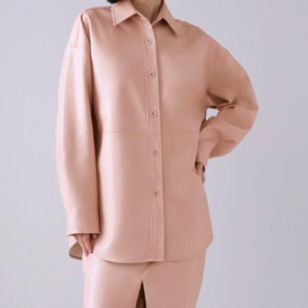 Babaton by Aritzia Vegan Leather Pelli Shirt Jacket Button-down Top